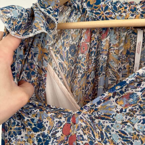 Free People Feeling Groovy Tiered Bell Sleeve Floral Casual Maxi Dress Blue S - Picture 10 of 12